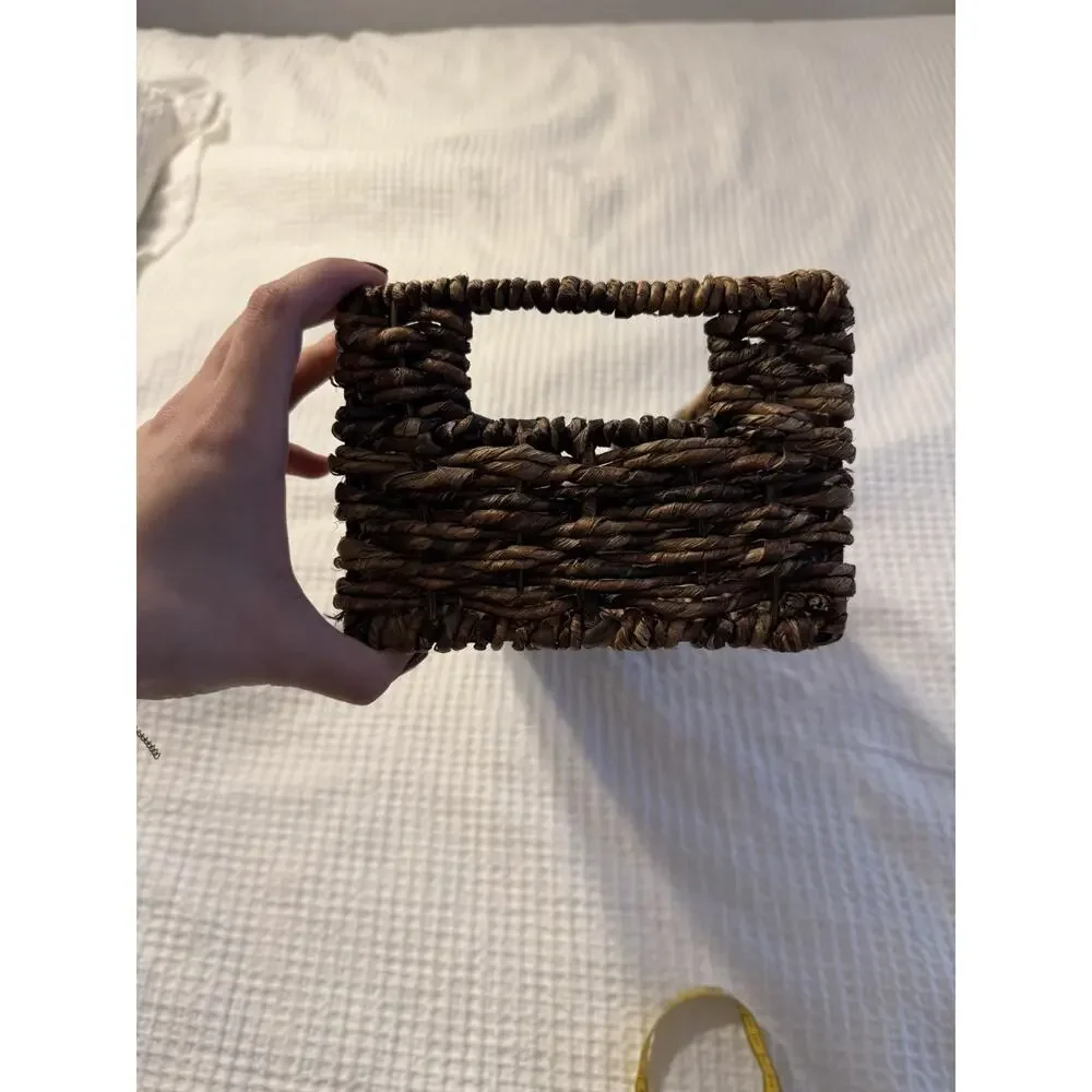 Whicker Straw Basket Brown Home Decor Boho Bohemian Cottagecore